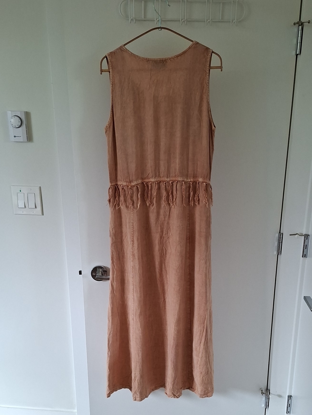 Vintage 90's Mustard Yellow Flowy Floral Tassel-detail Rayon Maxi Dress (Size M) - Picture 6 of 8